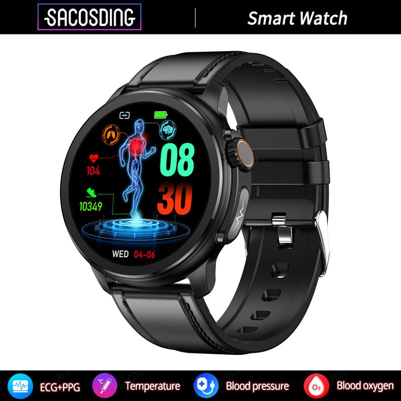 SACOSDING 1,43-дюймовый HD-экран, Bluetooth-вызов, ЭКГ, умные часы для мужчин и женщин, кровяное давление, кислород, частота сердечных сокращений, трекер упражнений, ET481