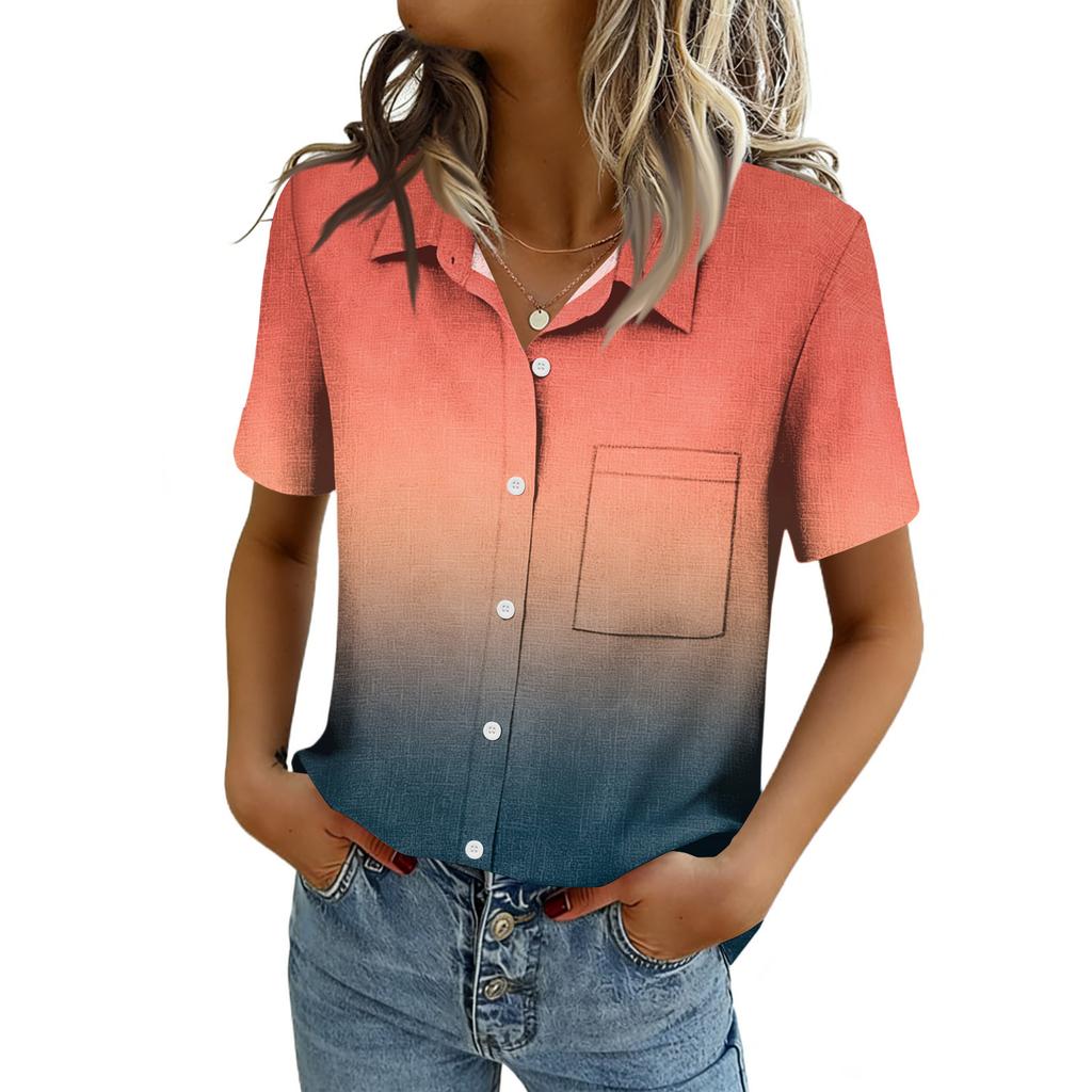 Женские блузки с коротким рукавом, рубашки на пуговицах, деловые повседневные нарядные рабочие топы, летняя весенняя одежда