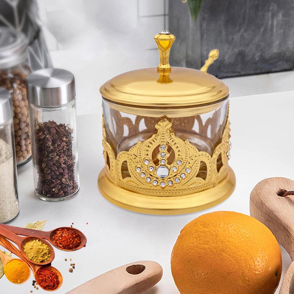 Condiment Containers Jar (Gold Color) Modern Tea Canister Small Sugar Bowl European Spice