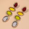 Цветные серьги-подвески в форме длинного овала, инкрустированные бриллиантами, для женщин, ретро, с выразительной индивидуальностью, преувеличенные, высококлассные, подарок