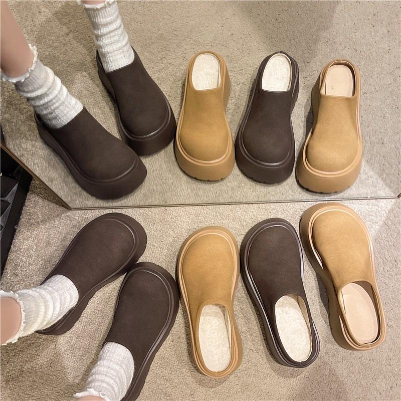 2024 Brand Ladies Shoes Baotou Women's Slippers Fashion Round Toe Casual Slippers Women Hot Sale Short Plush Platform Slippers