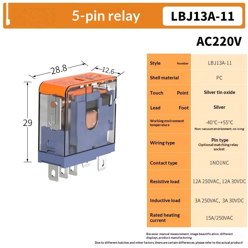 *1 шт. AC220В DC 24В Универсальное реле J13A Микронапряжения Втыкаемое реле 5-контактное 8-контактное DC12В 12А Реле DIY Аксессуары