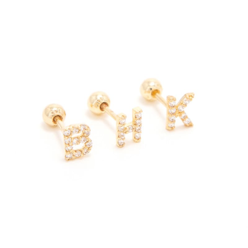 LUNNE 14k Shining Initial Piercing (14K Gold) #E08