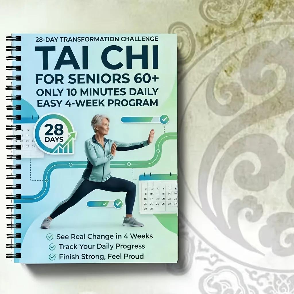 Tai Chi for Seniors 60+ 28-Day 10 Mins Daily Program Spiral Bound Beginner Friendly Guide Book for Balance Fitness Exercise