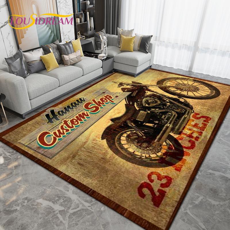 Ретро винтажный мотоциклетный коврик, большой ковер, ковер для гостиной, спальни, дивана, кухонный коврик для ванной комнаты, нескользящий напольный коврик в подарок