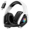 Tatybo WT5 White Wireless Gaming Headset with Lightweight Ear 30 Hours of Continuous RGB Compatible with and Smartphones Microphone, 7.1 Channel,