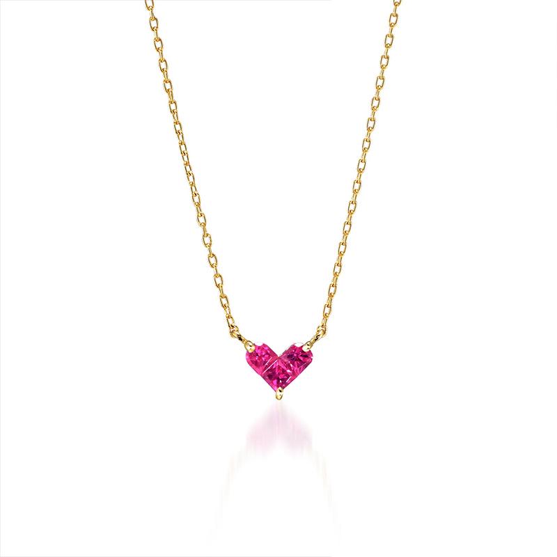 Mystic Ruby Heart Women's Necklace - Elegant, Simple, and Versatile Design