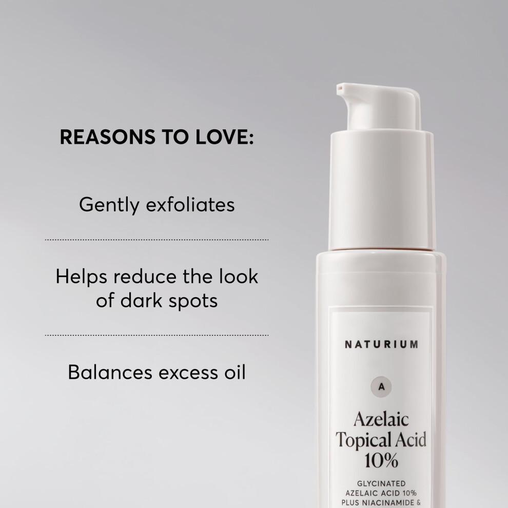 Naturium Azelains   ure 10 % zur topischen Anwendung, Sch   nheitsbehandlung f   r Gesicht und Hautpflege mit Niacinamid und Vitamin C, 28 g