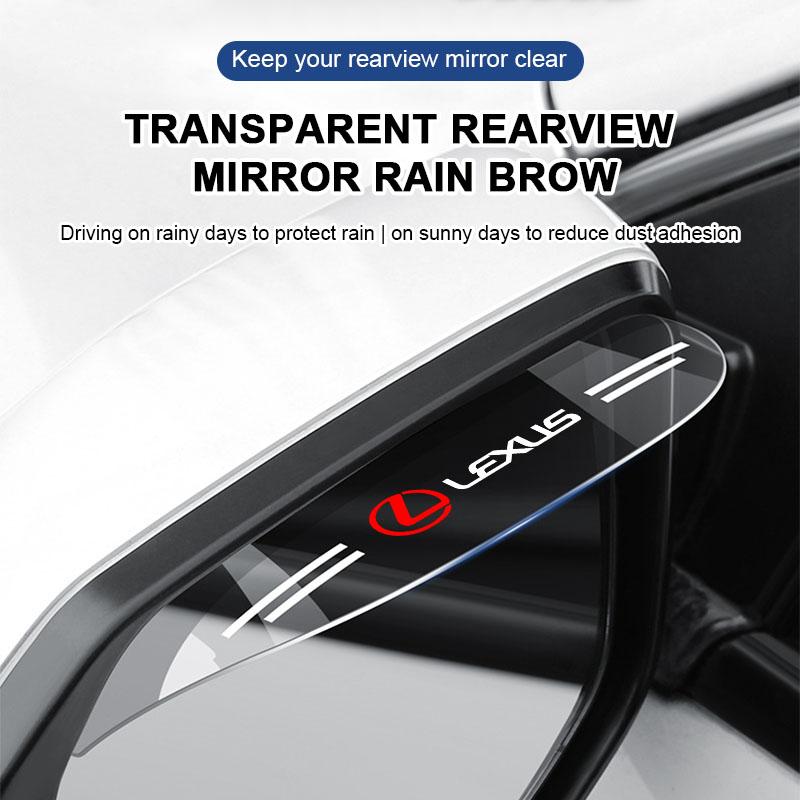 2Pcs Car Rear View Mirror Sticker Rain Eyebrow Shield Sun Shade Cover For Lexus LS LC RZ IS350 ES300 GS350 CT200h GX460 LX570 ADW1