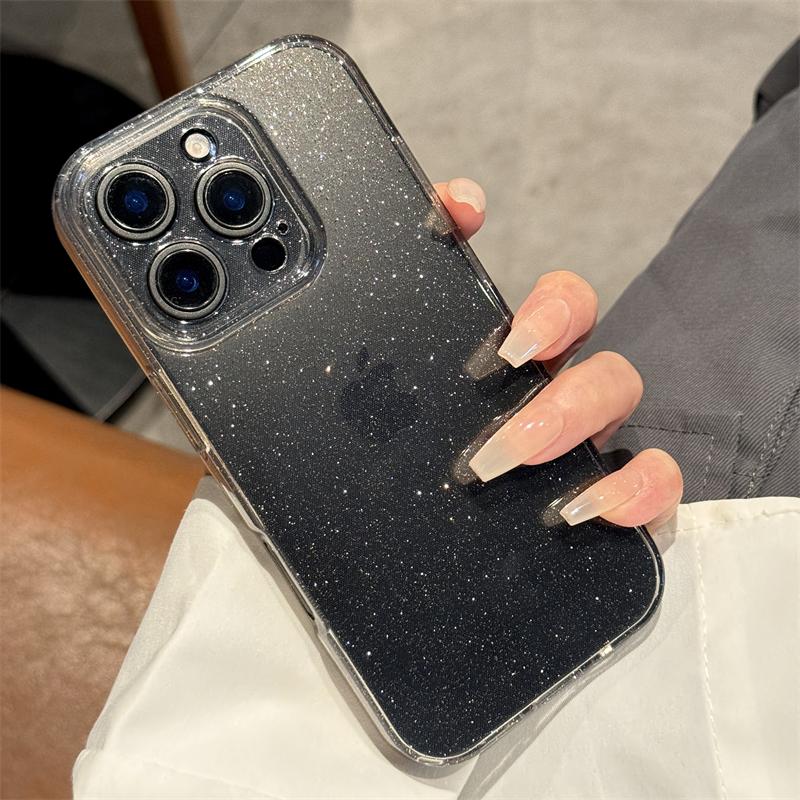 Роскошный прозрачный чехол с блестками для iPhone 11 12 13 14 15 16 Pro Max X XR XS 7 8 Plus Mini Прозрачный противоударный бампер