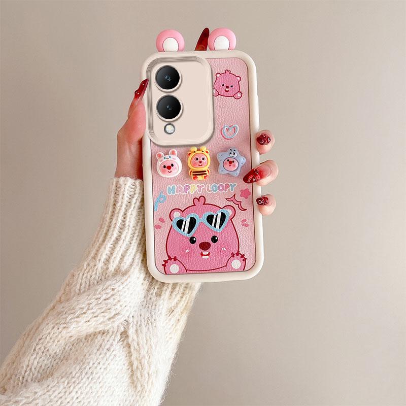 KEYSION Милый чехол с 3D-мультяшным изображением уха для VIVO Y17S с браслетом, мягкий силиконовый противоударный чехол для телефона VIVO Y17S 4G