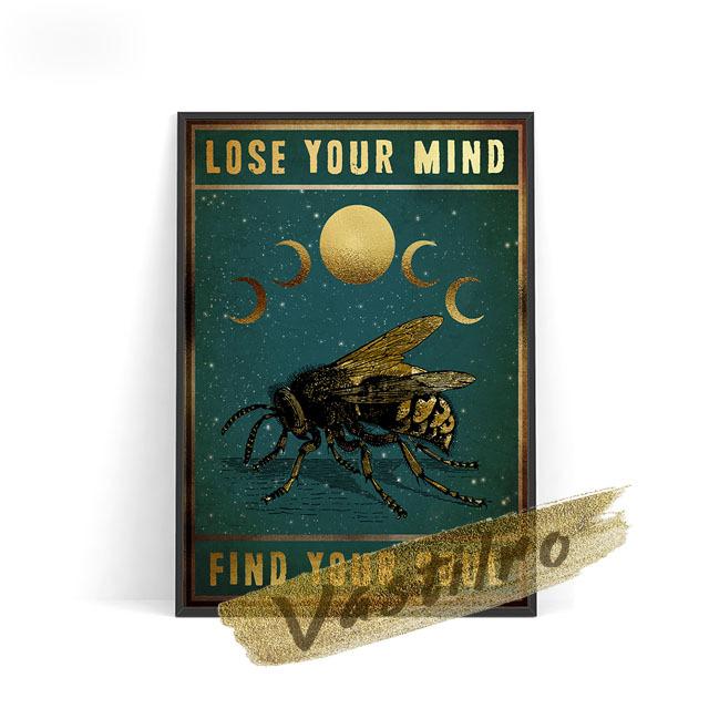 Насекомое Ретро Иллюстрированный Плакат Fly Bee Mosquito Стрекоза Мотылек Бабочка Художественная печать Картина Маслом