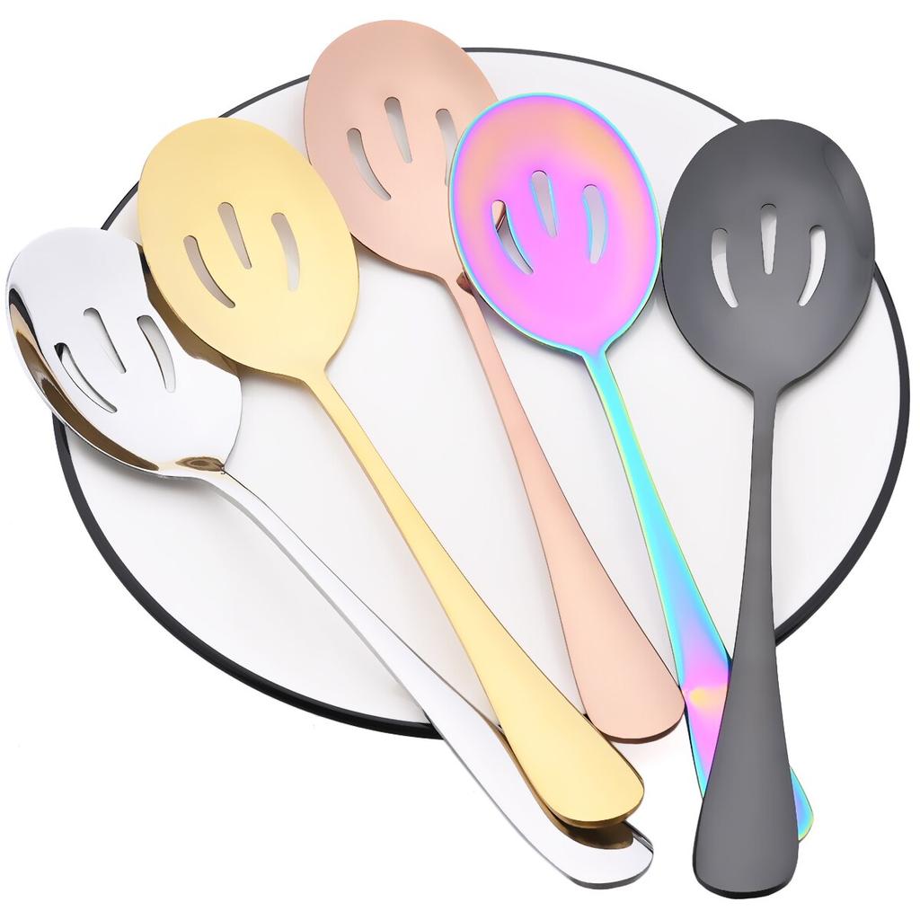 1Pc Serving Spoon Set Stainless Steel Hot Pot Spoon Colander for Dinner Household Public Dinnerware Slotted Spoon Kitchen Tableware