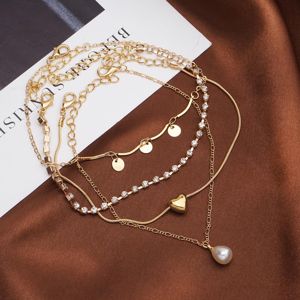 Набор из 4 предметов модных аксессуаров, летние пляжные босоножки, сандалии для женщин, браслет на щиколотке