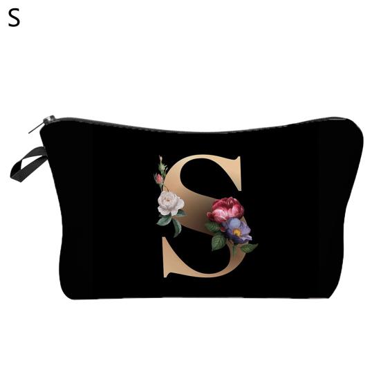 Cosmetic Bag 3D Digital Printing Letter Flower Pattern Female Multipurpose Delicate Pencil