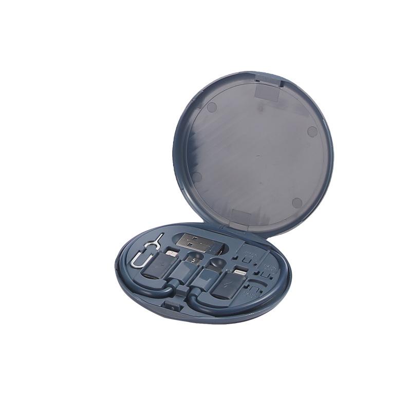 Кабель для быстрой зарядки мощностью 60 Вт, кабель USB для передачи данных 3 в 1 с футляром для хранения, многофункциональный USB-адаптер для зарядки, совместимый с Lightning Type-C