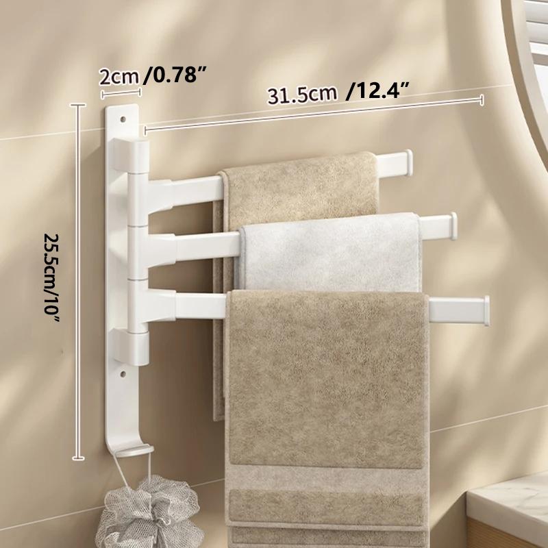 Bathroom Towel Rack Rotatable Towel Holder Space Aluminum 2/3/4/5-Bar Towel Hanger Kitchen Shelf Paper Hanging Wall Mounted