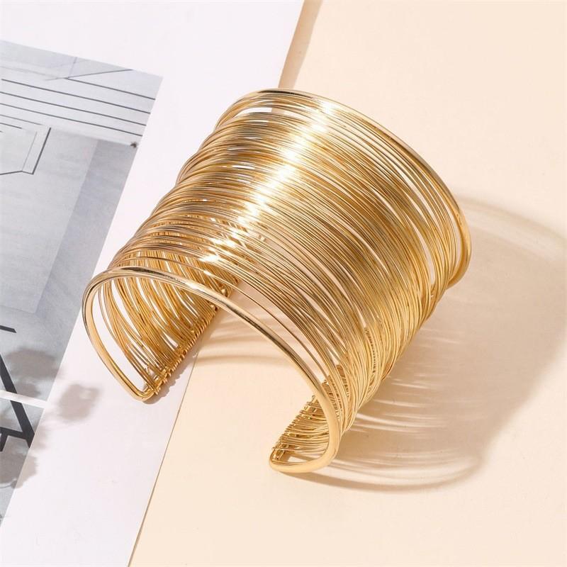 Преувеличенные многослойные открытые браслеты золотого цвета, металлические гиперболы, женские геометрические браслеты, браслеты, бижутерия