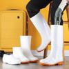 High Tube White Rubber Shoes Rain Shoes Jundeng Can Add LOGO Water Boots Non-slip Labor Protection Boots Men's and Women's Food Workshop White Shoes