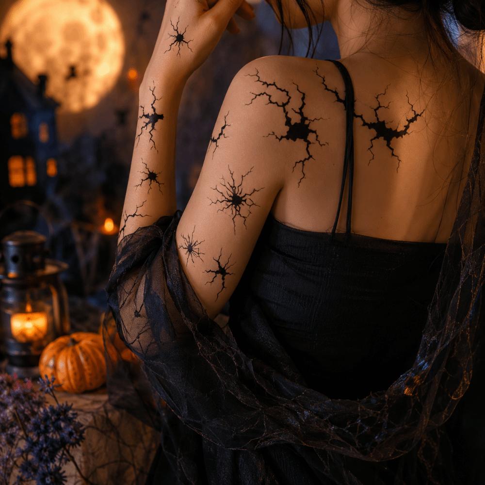 10pcs Body Makeup Halloween Tattoo Stickers Waterproof Spider Web Tattoos Makeup Performance