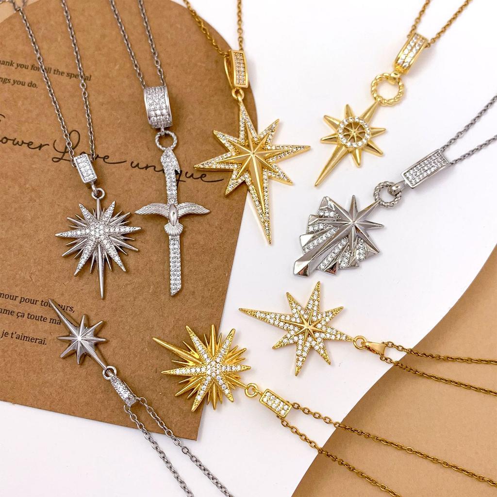 Necklace European and American new retro snowflake cross necklace accessories women's high sense fashion collarbone chain accessories