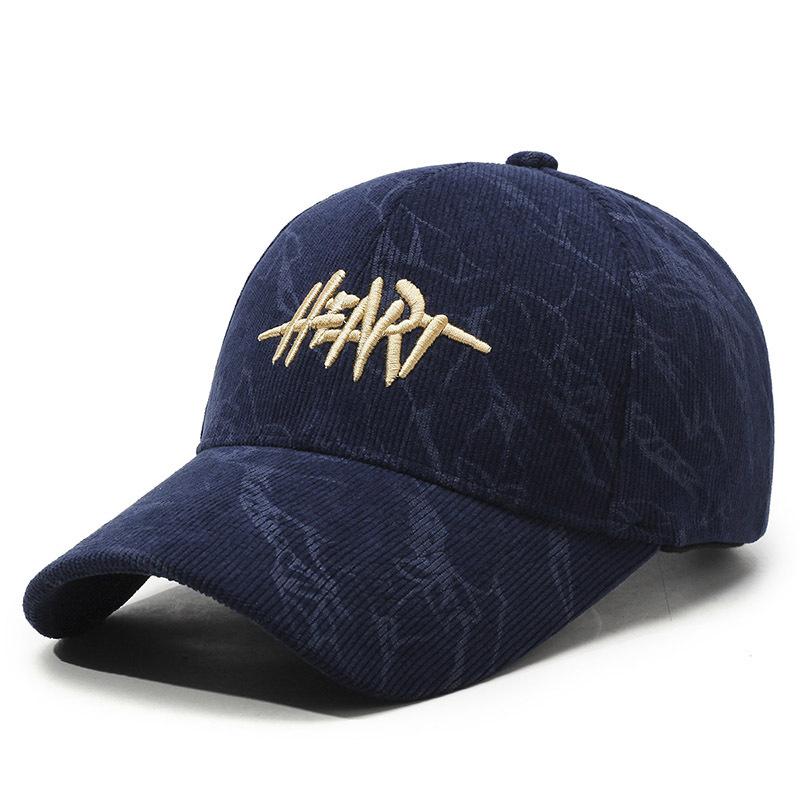 Бейсболка с вышитыми буквами Женская зимняя кепка Мужская вельветовая шляпа от солнца