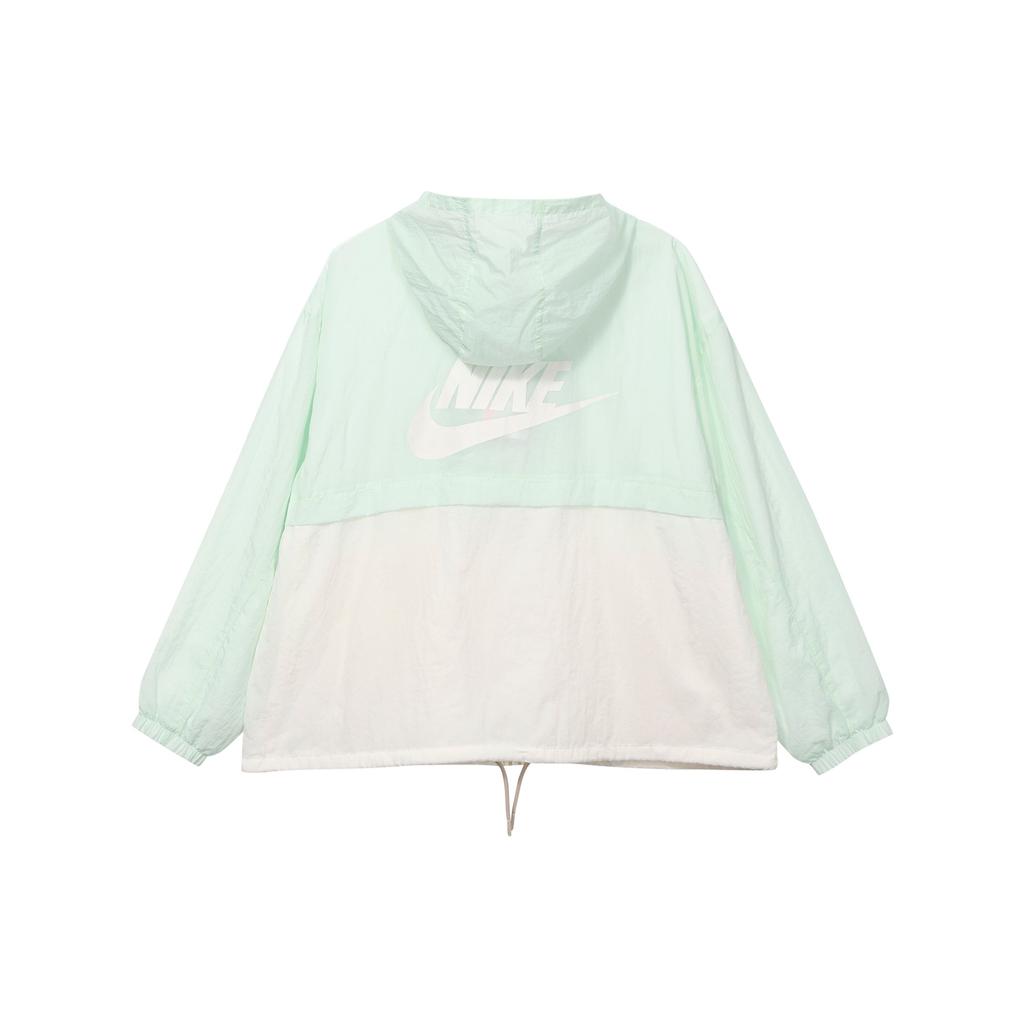 Nike Color Block Design Brand Logo Printed Hooded Jacket Women Jackets Light-Blue DZ3036-311