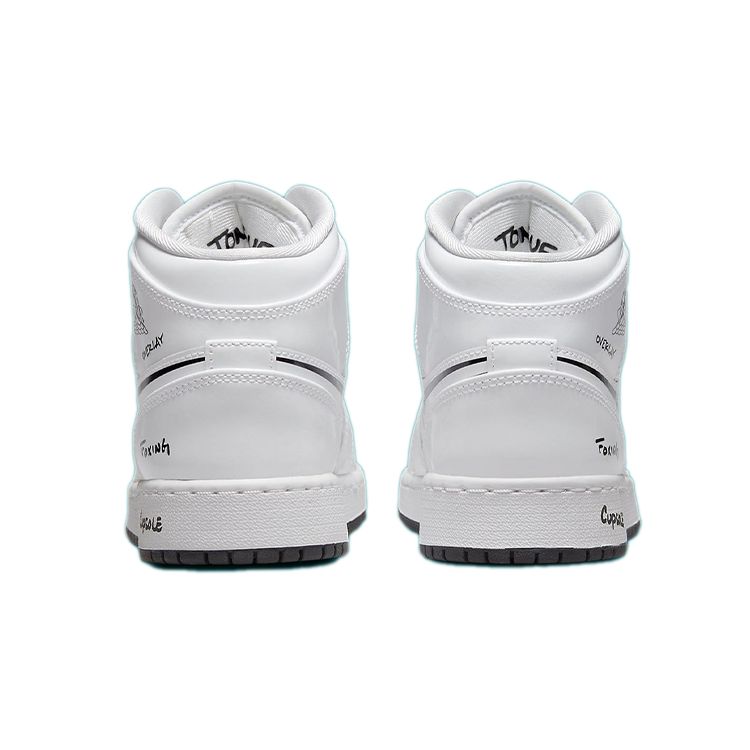 Детские кроссовки Air Jordan 1 Mid GS Schematic Белый Черный DQ1864-100