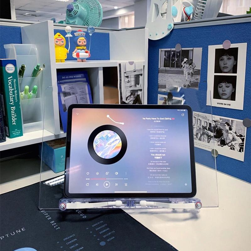 Clear Acrylic Book Stand 180 Degrees Rotation Easy To Read Portable Book Display Easel for Computers