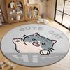 Милый ковер круглый с кошкой, мультяшное животное, декор для детской комнаты, напольный коврик, мягкий нескользящий коврик для гостиной, спальни, игровой комнаты, прихожей