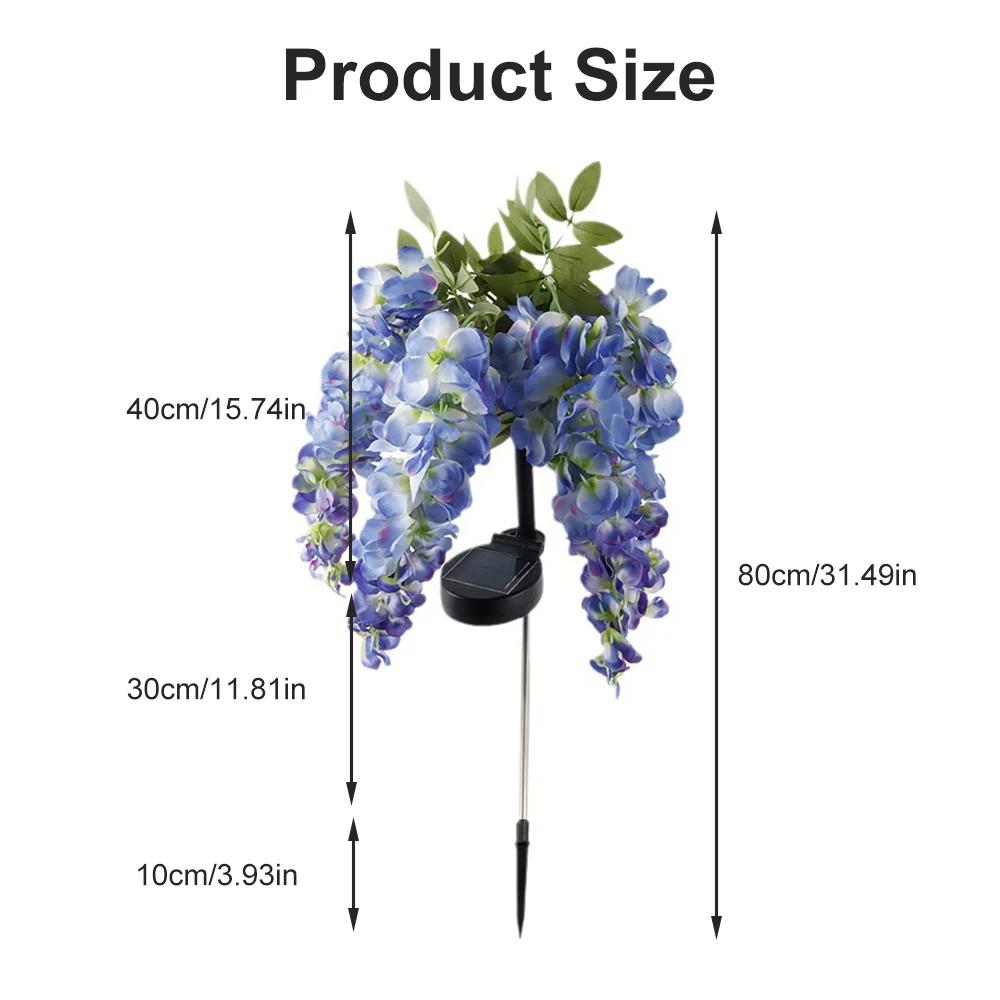 2X Solar Pathway Lights Artificial Wisteria Flowers Solar Light Outdoor Garden Lighting, LED Garden Solar Lights For Yard/Patio/Landscape/Walkway Path