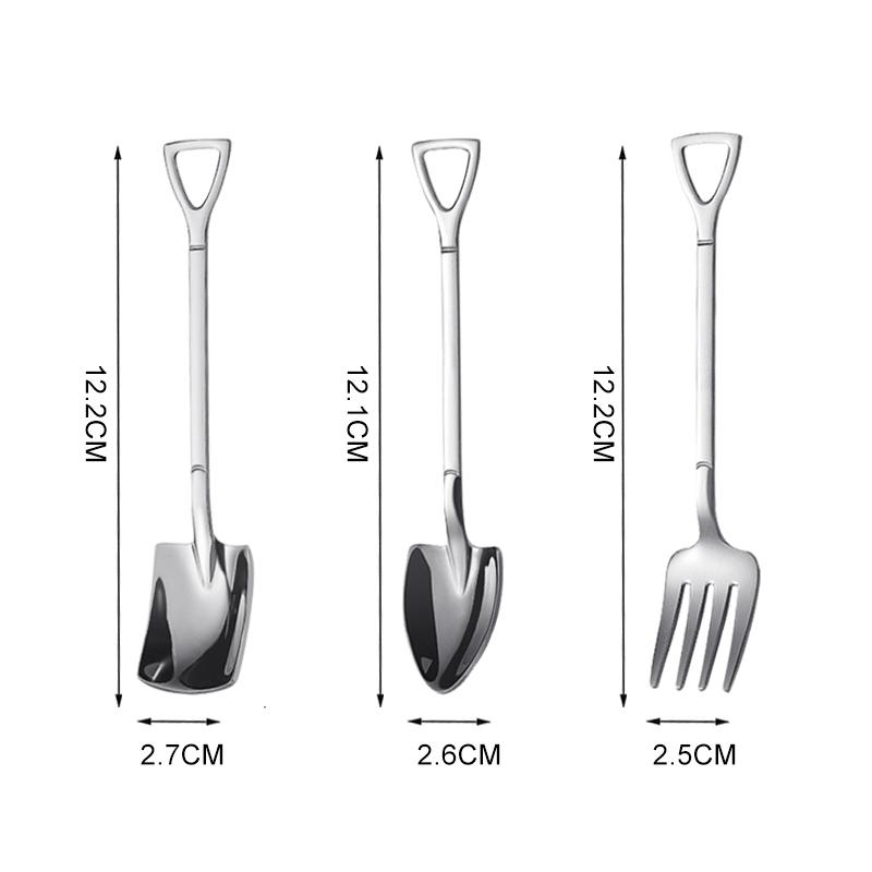 1/2/4 шт. Лопата Ложки Вилка Чайные ложки из нержавеющей стали Креативная кофейная ложка для мороженого Десертная ложка Посуда Набор столовых приборов