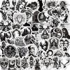 50 Black and White Personalized Gothic Stickers Skull Cool Fashion Horror Series Waterproof Stickers