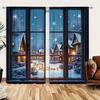 2pcs Winter Night Christmas Printed Curtain for Christmas Home Decor - Rod Pocket Window Treatment for Bedroom,Office,Kitchen