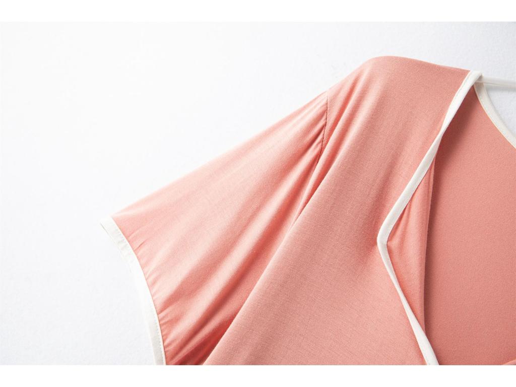 Женское модальное летнее платье - С коротким рукавом, Однотонное, Свободного кроя, Универсальное для дома или улицы