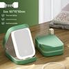 Dual-Layer Portable Makeup Storage Box with Mirror and Light