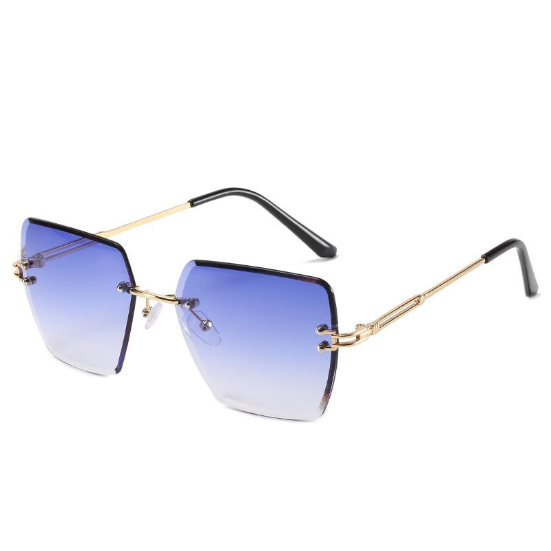 Новые безрамочные солнцезащитные очки с обрезанным краем, женские модные многоугольные солнцезащитные очки с градиентным цветом 9064