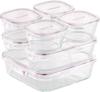 Iwaki Glass Storage Sheer Set of Pack Heat-Resistant Containers, Rose, 7, & Microwave, F-PRN7-P