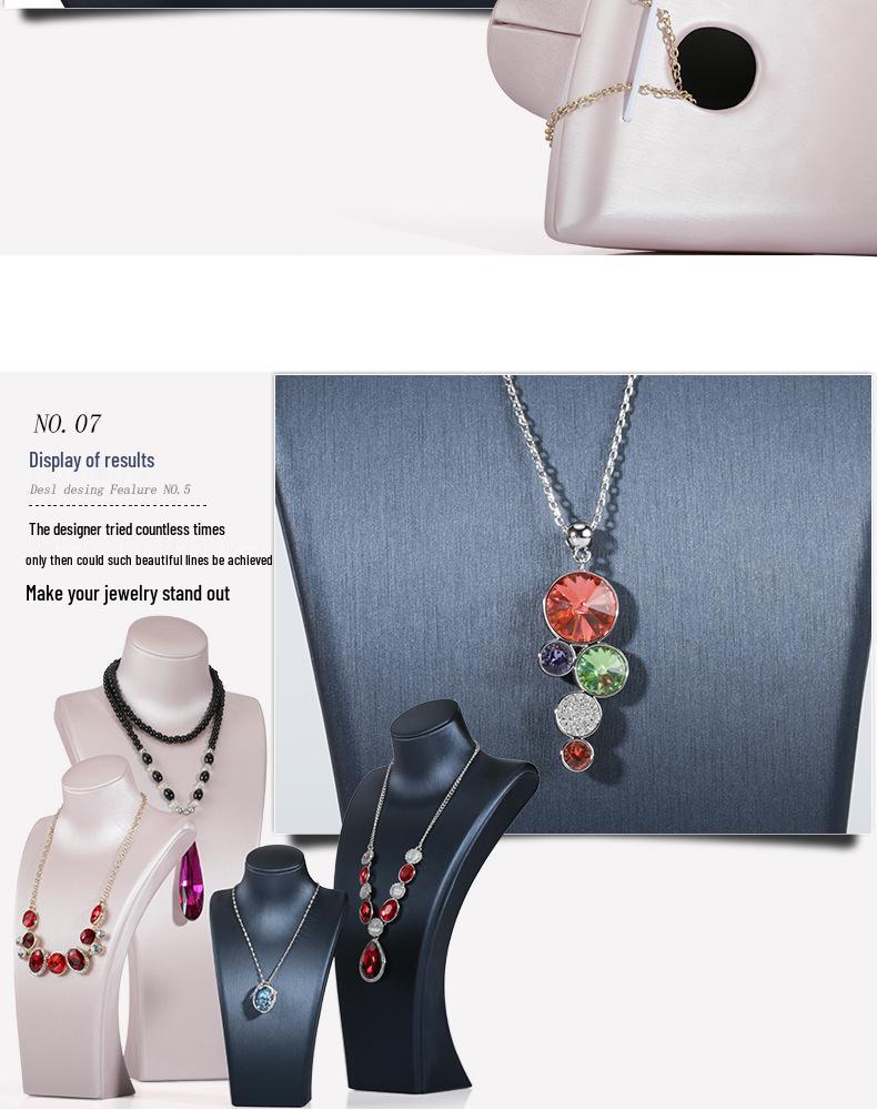 Blue Mannequin Neck Display Stand for Jewelry and Pendant Storage