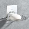 1PC-Stainless Steel Soap Rack Punch-free Nail-free Bathroom Single Layer Drain Wall Hanging Sucker Soap Box Light Luxury Shelf
