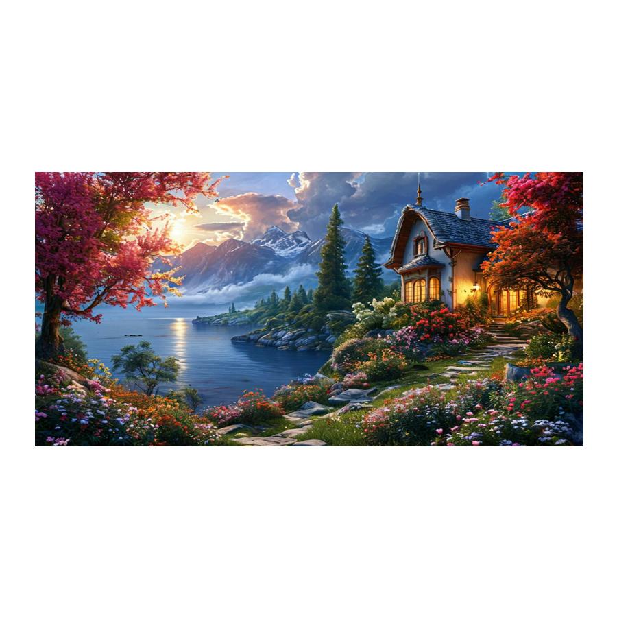 Diy Diamond Mosaic Sea House Scenery Large Size Diamonds Painting Full Drill Rhinestone Embroidery Landscape Jewelry Cross Stitch Kits Wall Decor