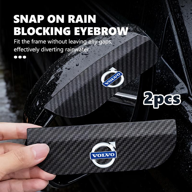 sgjkp3 For Volvo 2pcs Car Rearview Mirror Rain Eyebrow Snap on Rain Blocking Cover V50 S60 XC60 S40 XC40 XC90 V70 XC70 C30 V40 V60