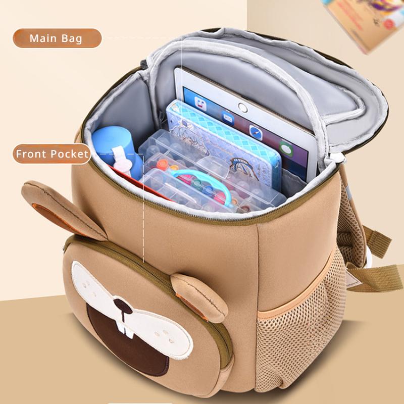 Autumn Winter New Kindergarten Schoolbag Three-dimensional Cartoon Lion Cat SBR Waterproof Satchel Lightweight Bucket Backpack for Boy 1-6 Years Old