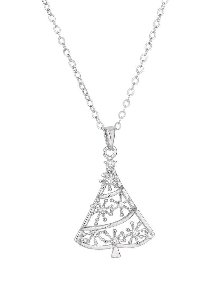 S925 Silver Snowflake & Christmas Tree Necklace: Stylish, Unique, and Elegant Clavicle Chain