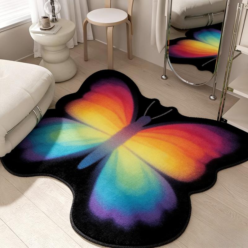 Butterfly Pattern Bedroom Decor Plush Carpet Irregular Shape Carpets for Living Room Home Thick Floor Mat Fluffy Soft Lounge Rug