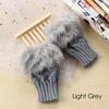 Warm Sheep Wool Knitted Faux Rabbit Fur Couples Fingerless Mittens Wrist Gloves Exposed Finger