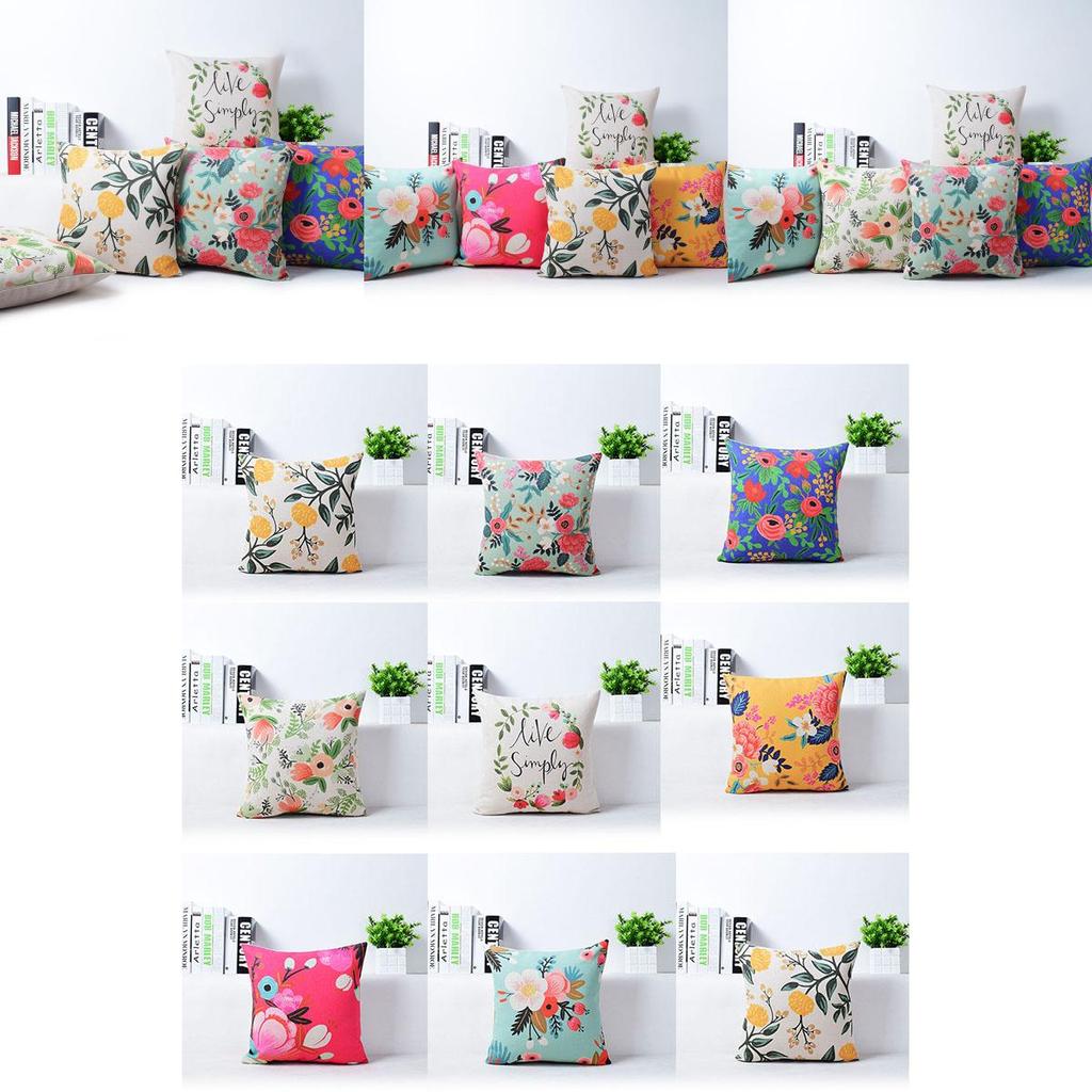 Chic Vivid Flower Floral Plants Linen Pillow Case For Decorative Cushion Style 18