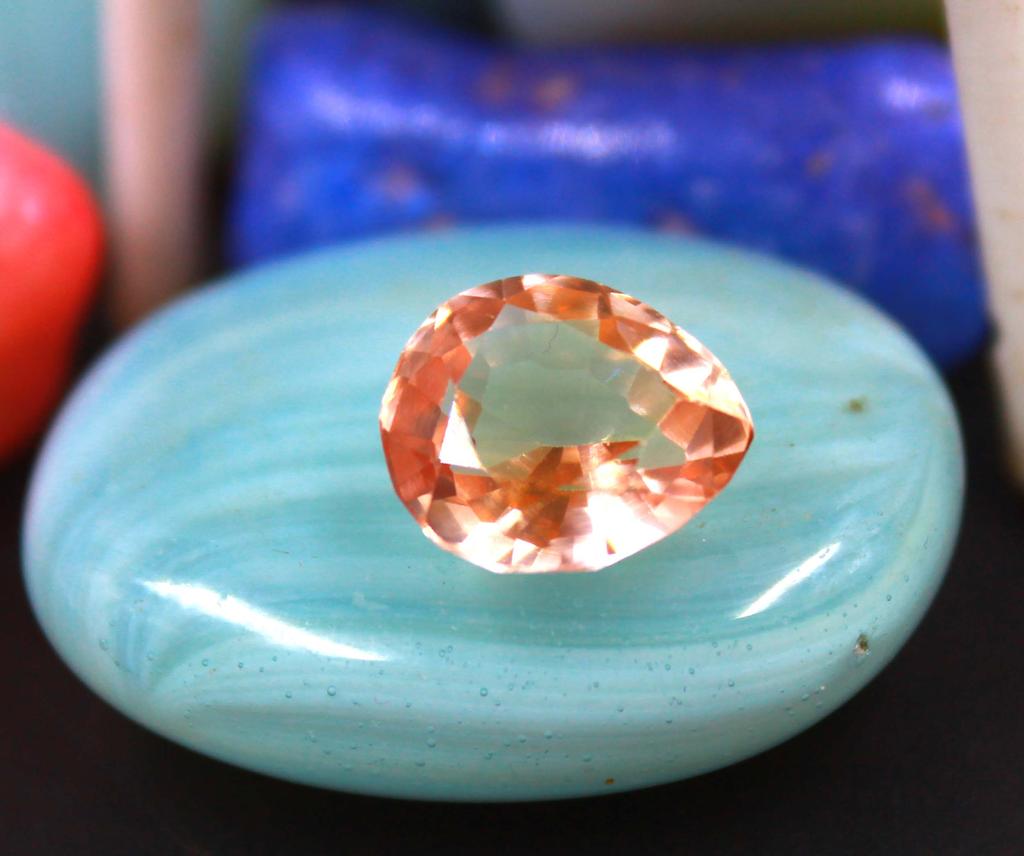 5.60 Carat Friday Big Sale Sri Lanka Certified Pear Shape Peach Sapphire Gemstone SN36
