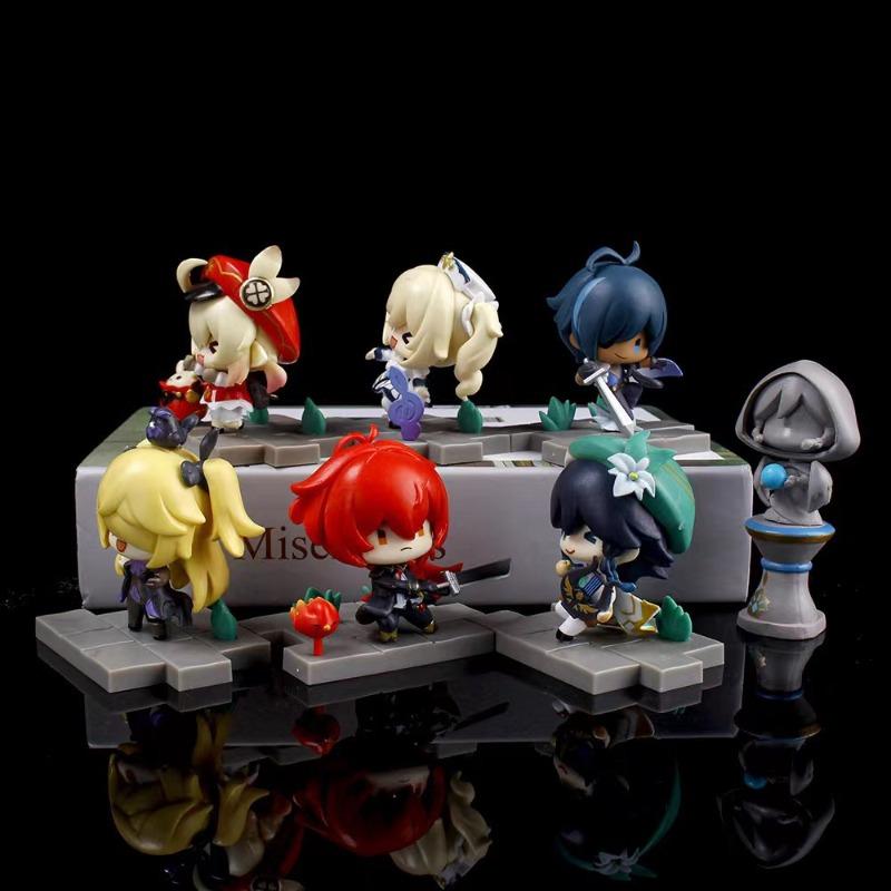 Фигурка Genshin Impact Паймон Чжун Ли Кли Статуэтки Милое Аниме Геншин Фигурка Экшн Скульптура Украшение Комнаты Настольные Аксессуары