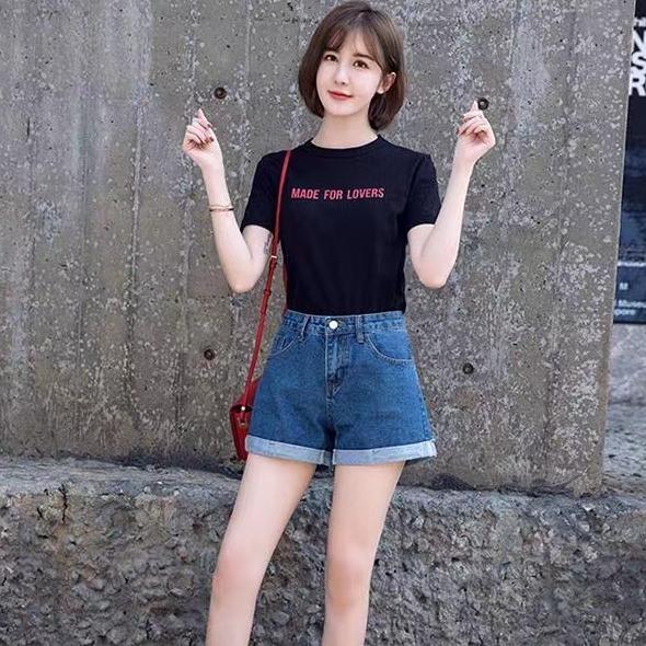 Джинсовые шорты с высокой талией. Женские летние свободные тонкие шорты А-силуэта с широкими штанинами.